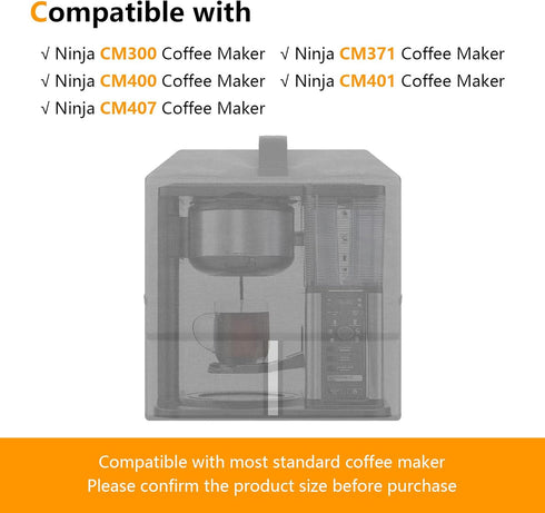 Coffee Maker Cover, Heavy Fabric Cloth Coffee Maker Dust Cover Compatible with Ninja CM300, CM371, CM400, CM401, CM407 Coffee Maker, 12.6X9.5X15 i...