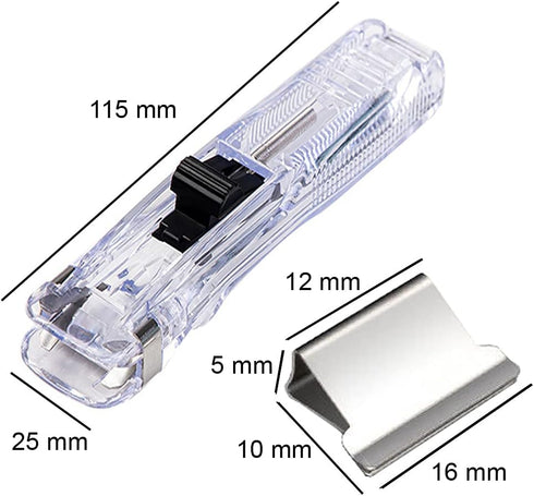 1 Piece Portable Transparent Plastic Handheld Paper Clam Dispenser Paper Clipper with 50 Metal Refill Clips for School Office...