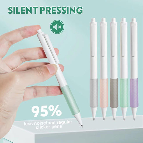Click Silent Gel Pens Fine Point Smooth Writing Pens, 10 Pcs Cute Pens for Journaling, Aesthetic Pens, 0.5 mm Fine Point Pen, Black Ink Pens, Kawa...