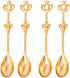 ABOOFAN 8PCS Stainless Steel Golden Coffee Cake Spoon Crown Cake Spoons Small Teaspoon for Ice-Cream, Soup, Salt, Sugar, Tea Stirring...