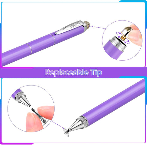 Universal Stylus Pens, Honiha High Precise Disc Stylus Pens for Touch Screens 4 in 1 Touch Screen Pen Capacitive Stylus Compatible with iPad, iPho...