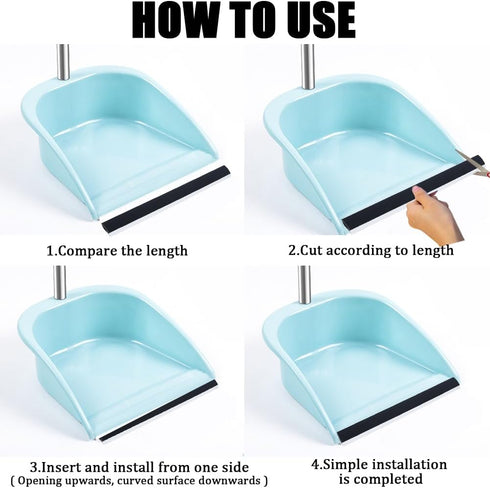 CRASPIRE 4Pcs Dustpan Rubber Edge Strips Adhesive Replacement Lip Black Broom Plastic Small Dustpan Repair Inlet Refill Pressing Garbage Silicone ...