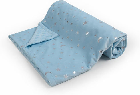 Baby Blanket for Boys Girls Soft Minky with Double Layer Dotted Backing, Star and Moon Printed 30 x 40 Inch Receiving Blanket (Blue)...