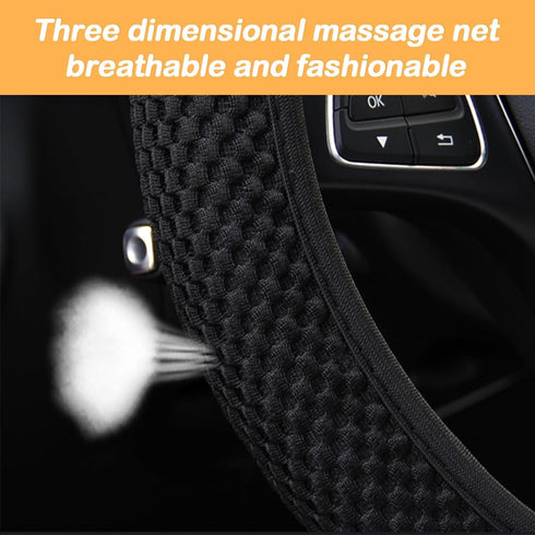 Elastic Stretch Steering Wheel Cover, Microfiber Breathable Ice Silk Auto Steering Wheel Cover, 15 Inch Anti-Slip, Warm in Winter and Cool in Summ...