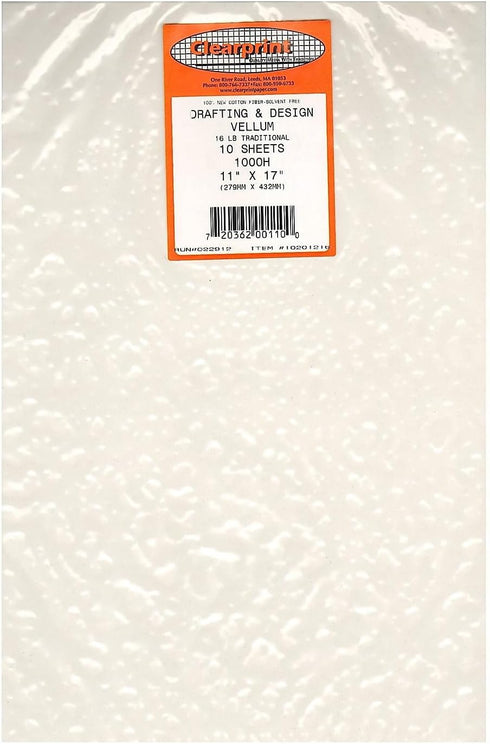 Clearprint 11" x 17" 1000H Design Vellum Sheets, 16 lb., 100% Cotton, 10 Sheets Per Pack, 1 Each...