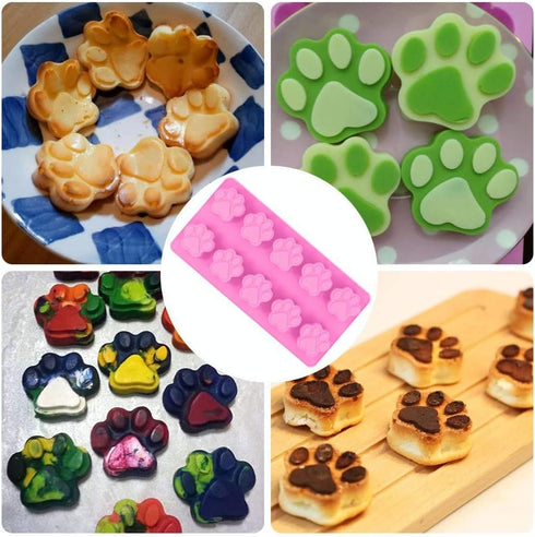 3 Pcs Silicone Molds,18-Cavity and10-Cavity, with Puppy Dog Paw and Bone Shape, Reusable Bakeware Maker for Baking Chocolate Candy, Oven Microwave...