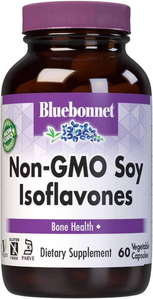 Bluebonnet Nutrition Non-GMO Soy Isoflavones, Bone Health*, Vegan, Kosher Parve, Gluten-Free, 60 Vegetable Capsules, 60 Servings...