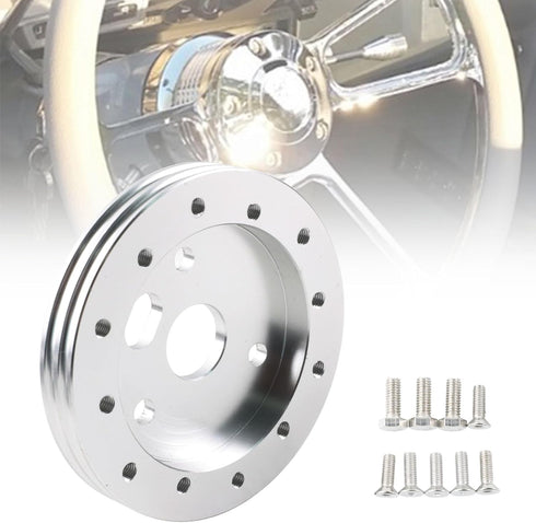 0.5" Steering Wheel Hub Adapter Conversion Spacer,6 Hole to 3 Hole Steering Wheel Adapter Boss Kit(Silver)...