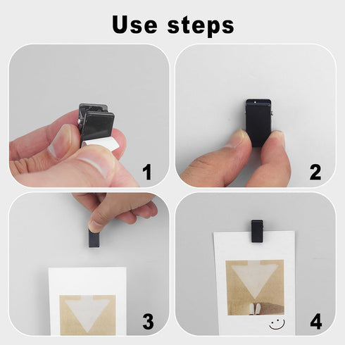 Adhesive Clips, Self Adhesive Clips, Self Adhesive Wall Clips, Durable, Black, Self Adhesive Clips for Posters, Photos, Tapestries (PACK-50)...