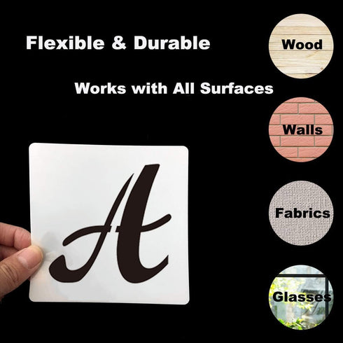 2 Inch Alphabet Letter Stencils for Painting - 70 Pack Letters and Numbers Stencil Templates with Signs for Painting on Wood, Reusable Letter and ...