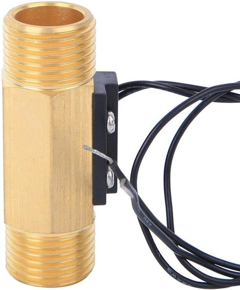YWBL-WH Water Flow Hall Effect Sensor Switch with 1/2-inch Interface Electromagnetic Flowmeter Brass Industrial Accessory, Valve...