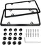 Indeed BUY License Plate Frames Black, 2 Pcs 4 Holes Car Licenses Plate Covers Stainless Steel Holders Frame for Plates with Screw Caps....