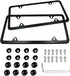 Indeed BUY License Plate Frames Black, 2 Pcs 4 Holes Car Licenses Plate Covers Stainless Steel Holders Frame for Plates with Screw Caps....