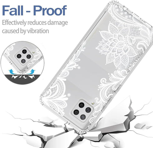 Phone Case for Galaxy A42 5G, Galaxy M42 5G SM-A426 Case with Tempered-Glass Screen Protector, Cute Clear Mandala Pattern Full Body Protective Cov...