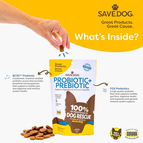 Probiotics for Dogs – Dog Probiotic Chews for Dogs with Clinically-Studied BC30 Probiotic + Prebiotic for Digestive & Immune Health - Dog Suppleme...