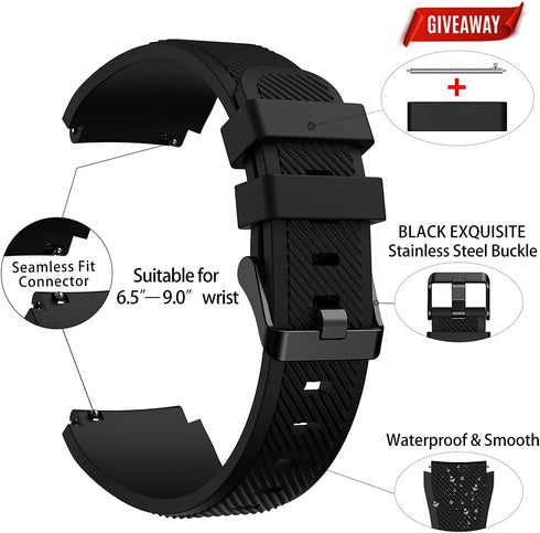 TOOLAIK 22mm watch Band Compatible for Samsung Galaxy Watch 3 45mm/Galaxy Watch 46mm Bands/Gear S3 Frontier/Classic, 22mm Soft Silicone Smart Watc...