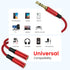 MOSWAG Earphone Splitter Headphone Splitter Adapter, 3.5mm Male to Audio Microphone Y Splitter Cable, 2 Dual 3.5mm Female Audio for iPhone Samsung...
