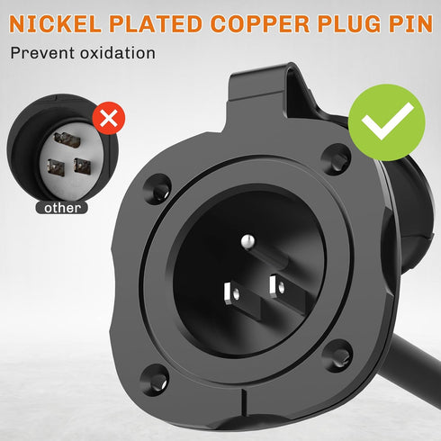 WELLUCK 15 Amp 125V AC Power Inlet Port Plug with Integrated 18" Extension Cord, NEMA 5-15 RV Flanged Inlet with Waterproof & Back Cover, 2 Pole 3...