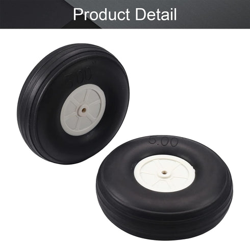 Fielect 5 inch RC Model Airplane Super Light Sponge Tire Tail Wheel Tire and Wheel Sets for RC Car Airplane PU Sponge Tire with Plastic Hub 2 Pcs...