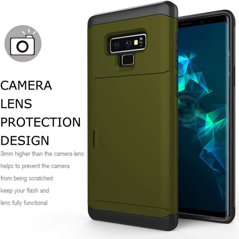Galaxy Note 9 Case, Heavy Duty Shockproof Rubber Hybrid Rugged Hard Back Cover with ID Credit Card Slot Holder Case Compatible with Samsung Galaxy...
