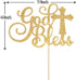 WeBenison God Bless Cake Topper Gold Glitter First Communion Baby Shower Party Decorations Bless This Child/Gold Glitter...