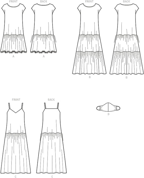 McCall's Misses' Dress and Mask Sewing Pattern Kit, Code M8214, Sizes XS-S-M, Multicolor...