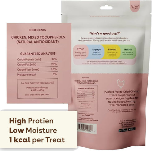 Pupford Freeze Dried Training Treats for Dogs & Puppies, 225+ Two Ingredient Bites (Chicken, 2 oz)...