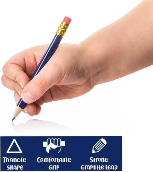 Triangular Golf Pencils With Erasers for Kids (72 Pack) - Pre Sharpened Short Pencils For Kindergarten, Primary School, Toddlers, or Preschool Lea...