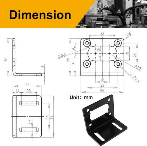 370 Mounting Bracket for DC Worm Gear Motor, Durable Single-Side Holder with M4 Screw, Compatible with 32GZ370/40GZ495/40GZ868/42GZ495 Motors - DI...