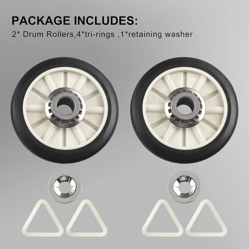 AMI PARTS 349241T Rear Drum Support Roller Kit -180 days warranty-Compatible with Whirl-pool Ken-more Dryers-Replaces 26000349241, 337089, 3389901, 349241T, 99989679, AP3098345
