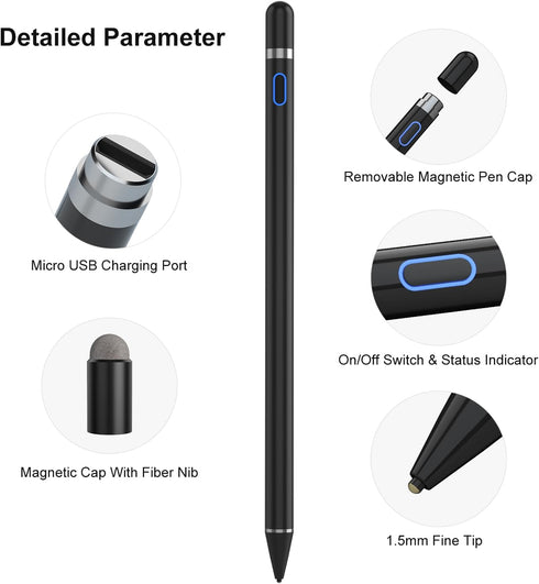 Compatible for iOS&Android Touch Screens Active Stylus Pen,Stylus Pens for Touch Screens,Rechargeable Stylus for i-Pad/Pro/Air/Mini/i-Phone/Cellph...