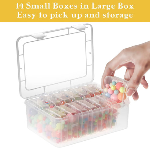 Mathtoxyz Small Bead Organizers, 15 Pieces Plastic Storage Cases Mini Clear Bead Storage Containers Transparent Boxes with Hinged Lid and Rectangl...