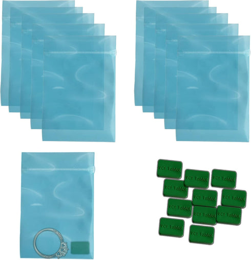 Double Protection 20PCS Anti Tarnish Prevention Bags and Anti Tarnish Prevention VCI Tab for Jewelry Silver Storage Flatware Electronics Musical E...