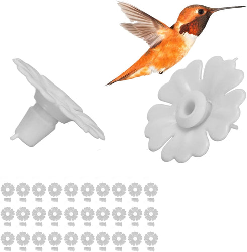 30 Set Hummingbird Feeder Flowers Hanging Bird Feeding Ports Replacement Parts Garden Supplies Red White Yellow (White)...