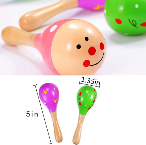 Sansheng 6 PCS Mini Fiesta Wooden Maracas Toys, Wooden Maracas Festival Painting, Wooden Carnival Maracas (Random Colors)...