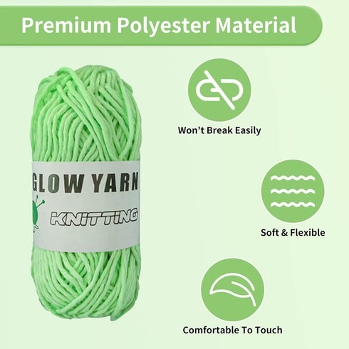 Glow in The Dark Yarn for Crochet, 5 Roll Upgrade Luminous Yarn for Crocheting, 50 Yards DIY Arts Bulk Crafts Sewing Beginner Supplies for Music F...