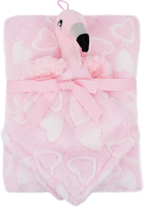June Garden Cozy Dream Fleece Baby Security Blanket and Plush Blanket Gift Set - Infants Nursery Swaddling Bed Blankets - 15" x 15" Lovey and 30" ...