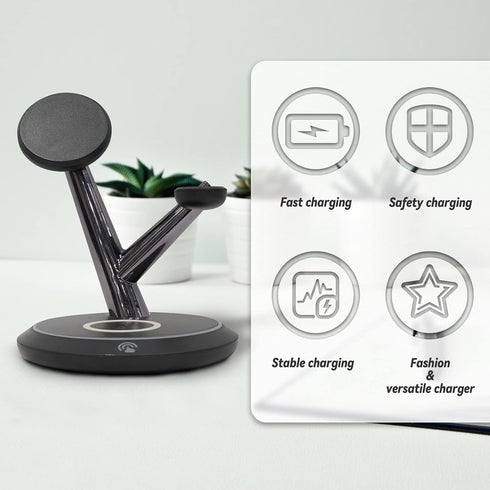 Wireless Charger, 4 in 1 Wireless Charging Station, Fast Wireless Charger Stand for iPhone 14/13/12/11/Pro/Max/XS/XR/X/8/Plus, for Apple Watch SE/...