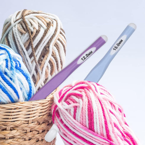 Long Crochet Hook Large Size Crochet Needle QLRFFLJOY 12mm Rubber Handle Crochet Hook DIY Yarn Weaving Tools for Knitting Blankets, Shawl and Carp...