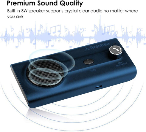 Avantree CK11 Bluetooth 5.0 Hands Free Cell Phone Car Kit, 3W Loud Speakerphone, Support Siri Assistant, Motion AUTO ON, Volume Knob, Wireless in ...