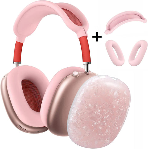 for Cute Glitter Airpods Max Case with Cleaner Kit, Anti-Scratch Shell Pattern Ear Pad Case Cover/Ear Cups Cover/Headband Cover for AirPods Max Co...
