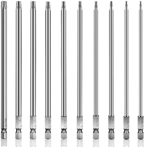 Rocaris 10pcs 6 In T8 - T40 Security Torx Bit Set - Torx Star Drive Security Screws - S2 Steel, 1/4 Inch Hex Shank - Fit All Standard Bit Holders ...