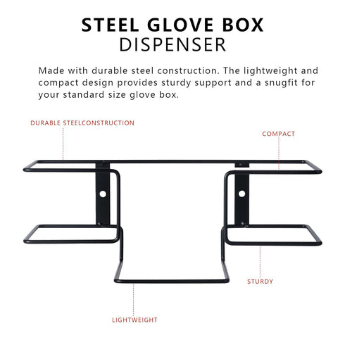 Metal Glove Holder for Wall Mount(2 PACK),Glove Box Holder Wall Mount for laboratory,Healthcare, Hospital, Restaurants,Black Medical Glove Holder ...
