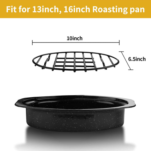Roasting Rack, Black with Integrated Feet, Enamel Finished, Nonstick, fit for 13 inches oval roasting pan, safety, dishwasher, Great for Basting, ...