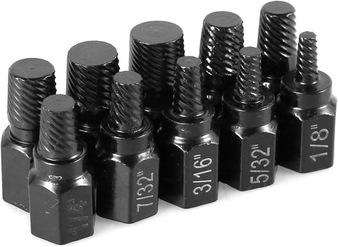 10 Pcs Screw Extractor Set, Broken Bolt Remover, Hex Head Bolt Extractor Set, Multi-Spline Easy Out Bolt Extractor Set, Stripped Fastener Tool for...