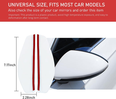 2 PCS Mirror Rain Visor Eyebrow, Waterproof Auto Side Rear View Mirror Guard, Carbon Fiber View Mirror Cover, Exterior Accessories Fit for Most Ca...