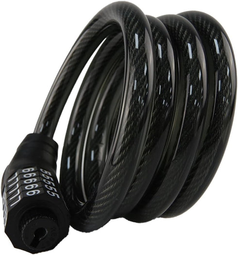 4ft Flexible Cable Bike Lock - Coiled Security with Resettable Combination, Includes Mounting Bracket for Bicycle Protection (Blue), BL-001...