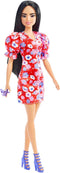 Barbie Fashionistas Doll #177 with Long Black Hair & Color Block Floral Dress & Accessories Including Strappy Purple Heels & Butterfly Ring...