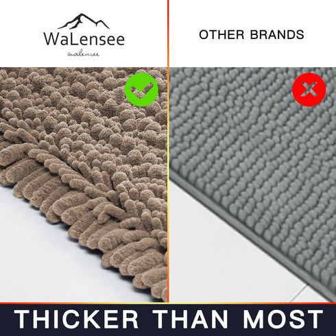 Walensee Bathroom Rug Non Slip Bath Mat (32x20 Inch Taupe) Water Absorbent Super Soft Shaggy Chenille Machine Washable Dry Extra Thick Perfect Abs...