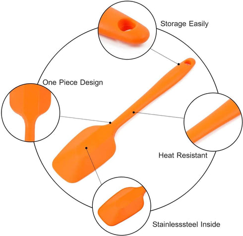 Food Grade Silicone Spatula Set Heat Resistant Small Rubber Spatulas,4 piece Silicone Spoonula Spatula Non-stick Baking Curved Spatulas Multicolor...